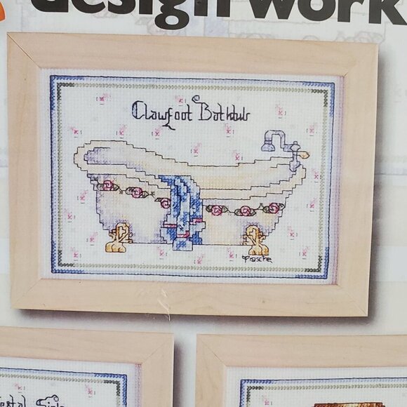 Set Of Three 6" X 8" Counted Cross Stitch Kits "Bathroom Fixtures" Design Works - Picture 4 of 6